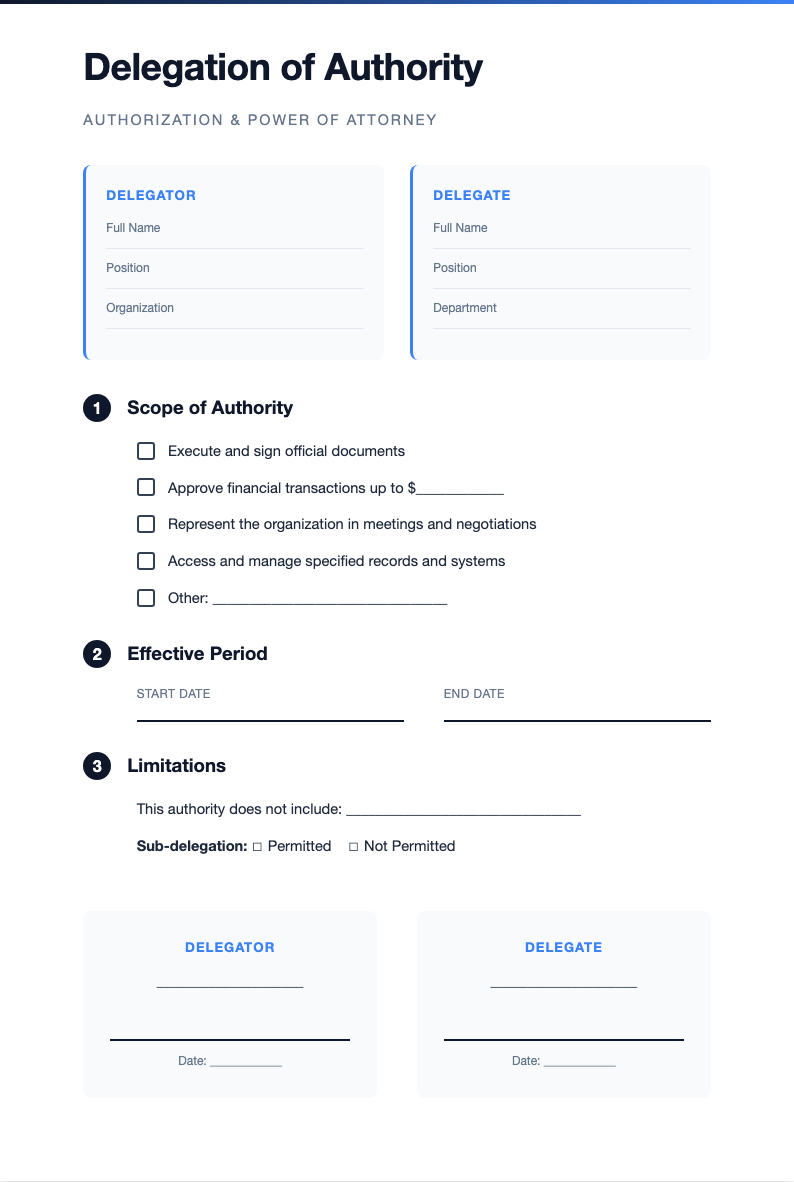 Bold contemporary delegation of authority